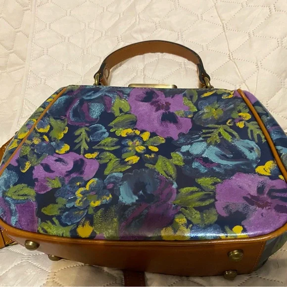 Patricia Nash Purple and Blue Floral Satchel - Picture 5 of 11